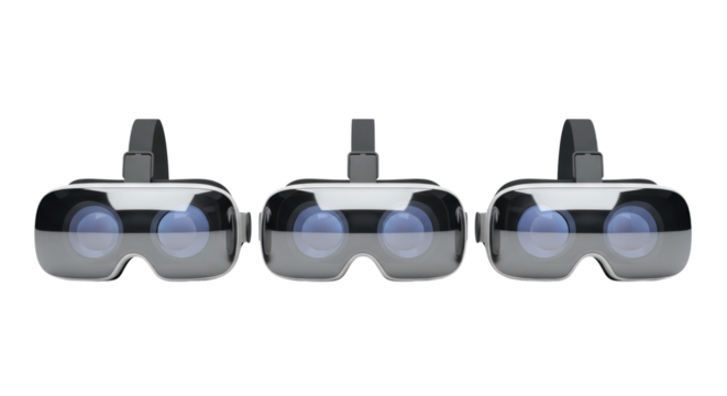 Experience the future with multiple virtual reality headsets ready for immersive digital adventures.