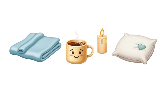 Cozy comfort items for ultimate relaxation and self-care, a perfect moment of peace
