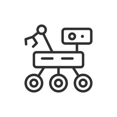 Rover, linear icon. Space robot and planetary research. Line with editable stroke.