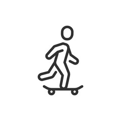 Person on skateboard, linear icon. Urban sport and active lifestyle. Line with editable stroke