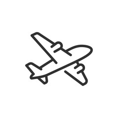 Airplane, linear icon. Commercial flight or air travel. Line with editable stroke.