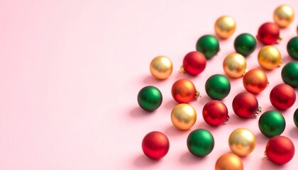 Obraz premium Colorful decorative spheres on pink background