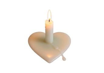 Heart candle isolated on transparent background