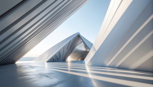 Abstract modern architecture with metallic lines