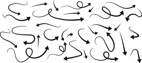 Hand Drawn Arrows Vector Directional Elements Navigation Icons Graphic Design Presentation on transparent background