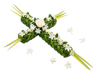 Floral cross isolated on transparent background