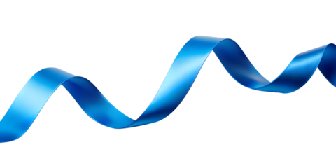 Wavy blue ribbon isolated on transparent background, a symbol of support for prostate cancer awareness