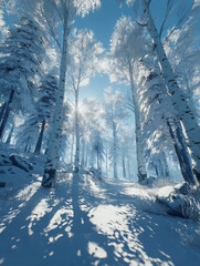 winter forest in the morning