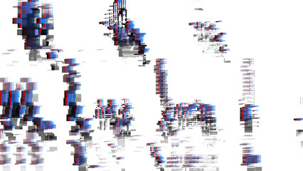 Abstract glitch texture background isolated on transparent background