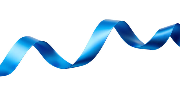 Wavy blue ribbon isolated on transparent background, a symbol of support for prostate cancer awareness