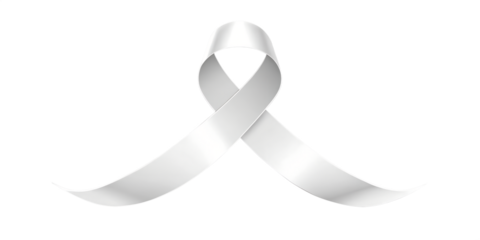 Elegant silver awareness ribbon isolated on transparent background represents solidarity and support for a cause