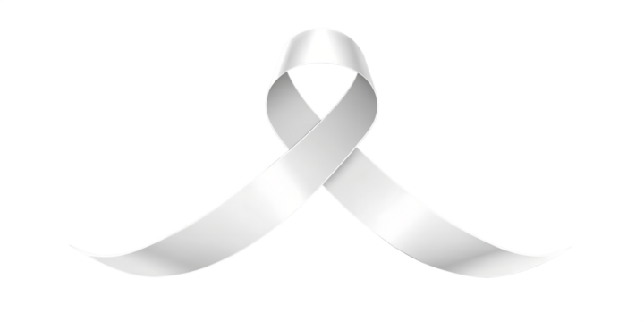 Elegant silver awareness ribbon isolated on transparent background represents solidarity and support for a cause