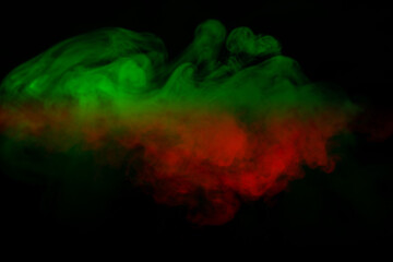 Orange and red steam on a black background.