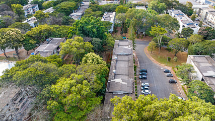 Brasília,, 2023. Aerial view of High-end, expensive residential buildings in Super Court (Super...