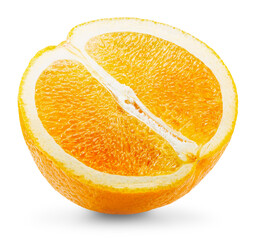half of orange isolated on white background. Clipping path