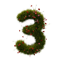 3D alphabetic grass and flower, Christmas wreath number 3