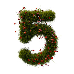 3D alphabetic grass and flower, Christmas wreath number 5