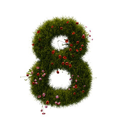 3D alphabetic grass and flower, Christmas wreath number 8