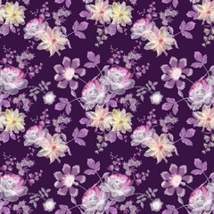 Beautiful seamless pattern with graceful embroidery flowers