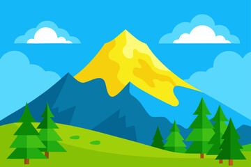 Naklejka premium Mountain landscape with trees