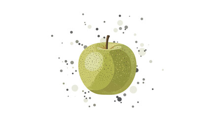 Fresh Green Apple Isolated on White Background with Artistic Splatter Details