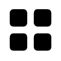 Minimalist App Menu Grid Icon Black Solid Symbol for Navigation, Dashboard, Apps Launcher, List View, and User Interface Design