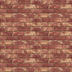 Obraz premium Vintage Red Rustic Brick Wall Digital Paper Dollhouse Miniatures | Old Brick Background fo Junk Journal Scrapbook Decoupage