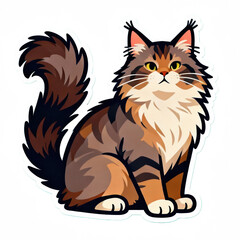 Obraz premium A cute sticker of a brown Maine Coon cat png isolated