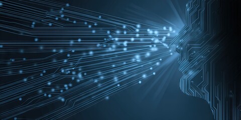 Data science and AI concept design with computer circuitry and data
