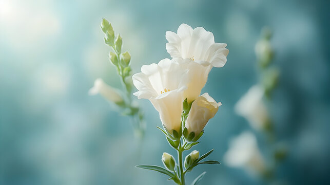 Delicate pale yellow snapdragon flower blooming gently in soft natural light with a dreamy blurred background