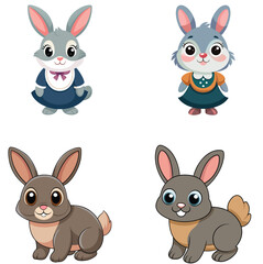  A Happy Cute Cartoon Domestic Rabbit
