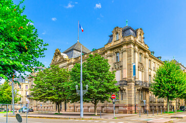 Hotel des impots Direction regionale des finances publiques building on Republic Square Kaiserplatz in Strasbourg city centre German quarter Neustadt district, Alsace Grand Est region, France
