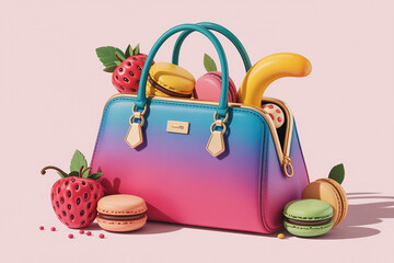 3D Illustration of Fashion and Food Fusion Representing Luxury, Creativity, and Lifestyle