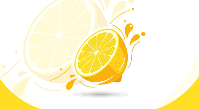 Fresh Lemon Slice Illustration Representing Citrus Flavor and Refreshing Juices