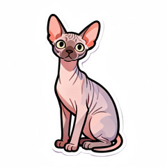 A cute sticker of a funny Sphynx cat png isolated