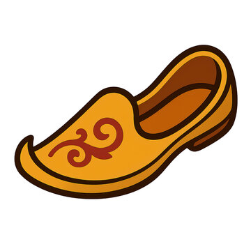 Traditional Punjabi jutti shoe with red pattern