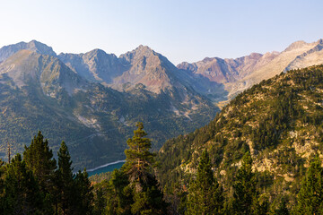 Panoramic view of Pic Méchant, 2944 m, from Lake Aumar