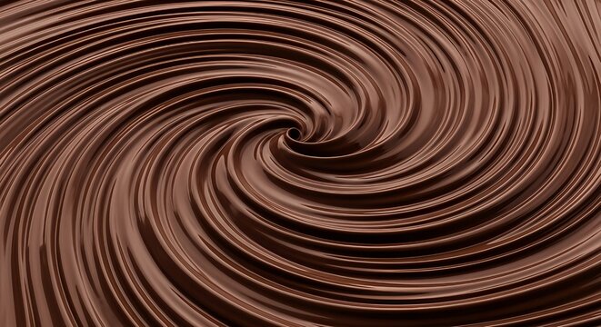 Captivating rich chocolate swirl creating a decadent vortex of smooth, glossy texture perfect for dessert promotions and luxury branding