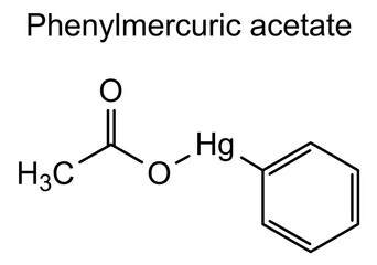 Phenylmercuric acetate, chemical structure of phenylmercuric acetate, drug substance