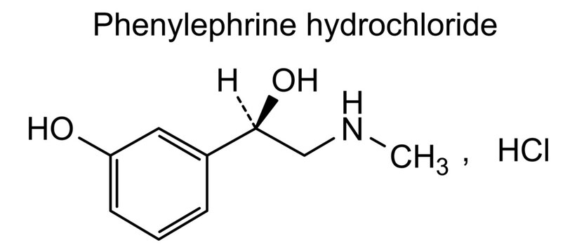 Phenylephrine hydrochloride, chemical structure of phenylephrine hydrochloride, drug substance