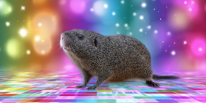 Colorful rainbow spectrum art of molerat