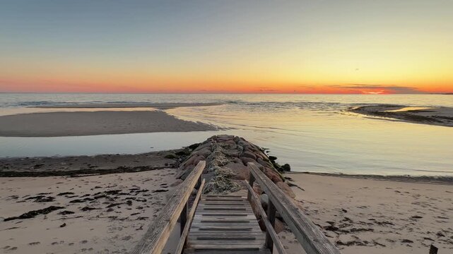 Atlantic Ocean Sunset on Hardings Beach at Chatham, Cape Cod