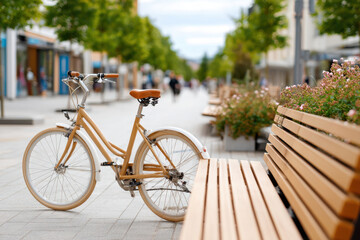 Stylish bicycle in urban park setting