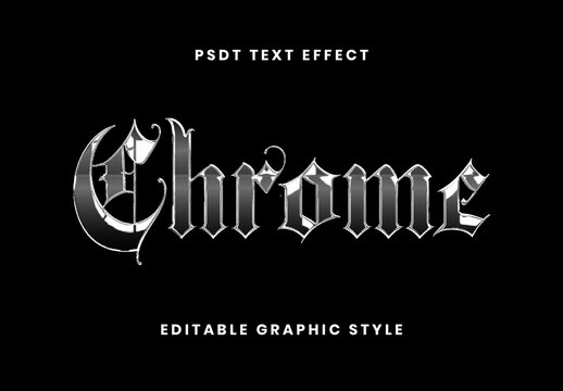 Black And Silver Chrome Text Effect Metallic Gothic Font