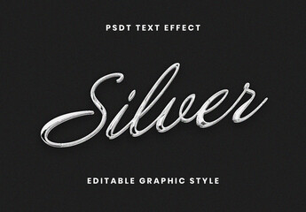 Grey Luxury Chrome Text Effect Script Metallic Glossy Font