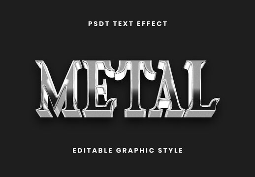 Silver Chrome Metal 3D Text Effect Metallix Embossed Font