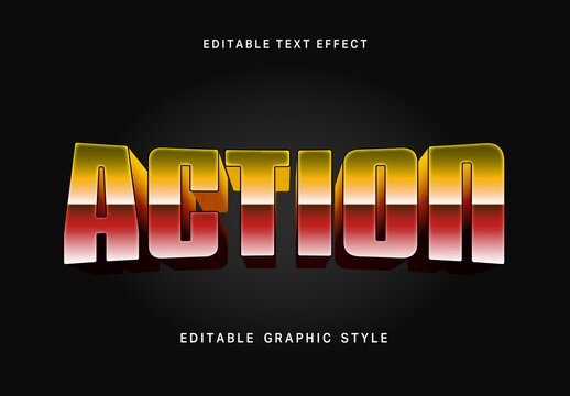 Yellow And Red 80s Action Movie Text Effect Cinematic Bold Retro 3D