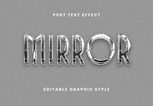 Grey Luxury Chrome Text Effect Polished Mirror Shiny Font