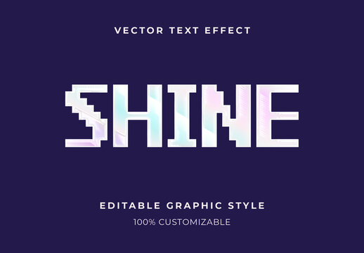 Multicolor Holographic Gradient Text Effect Shine Pixel Iridescent Font