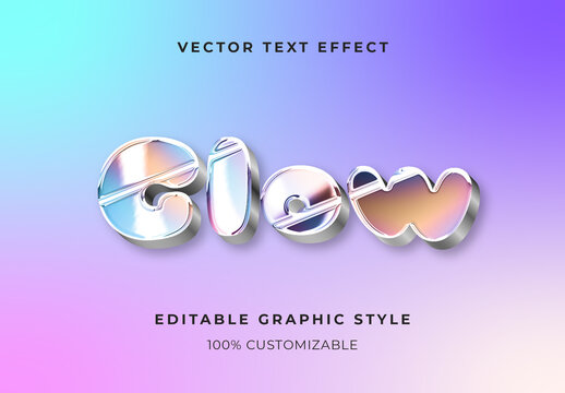 Holographic Glass Chrome Text Effect